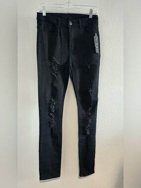 Y&F Black Distressed Skinny Jeans